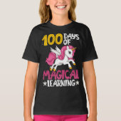 幸せな100th日ユニコーンシャツ100日学校の子供 tシャツ (正面)