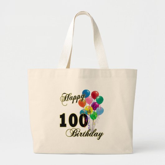 幸せな100th誕生日のトートバック ラージトートバッグ (正面)