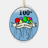 幸せな100th誕生日のブランデーグラス セラミックオーナメント (右)