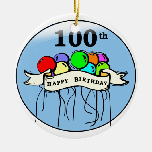 幸せな100th誕生日のブランデーグラス セラミックオーナメント (正面)