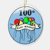 幸せな100th誕生日のブランデーグラス セラミックオーナメント (左)