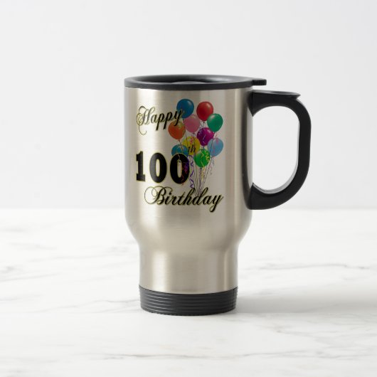 幸せな100th誕生日プレゼントおよび誕生日の服装 トラベルマグ (右)