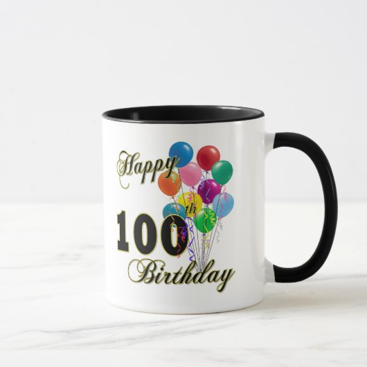 幸せな100th誕生日プレゼントおよび誕生日の服装 マグカップ (右)