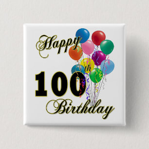 幸せな100th誕生日プレゼントおよび誕生日の服装 缶バッジ