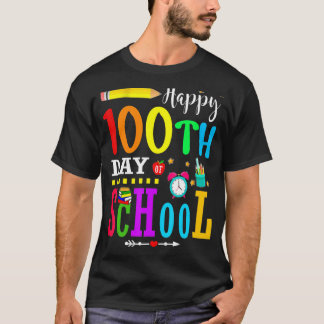 幸せな100th day of school 100日先生学生 tシャツ