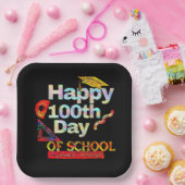 幸せな100th day of school retroスタイル ペーパープレート (パーティー)