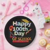 幸せな100th day of school retroスタイル ペーパープレート (パーティー)