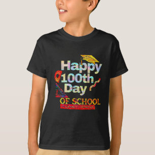 幸せな100th day of school retroスタイル tシャツ