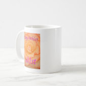 幸せな101誕生日黄色い花とピンクのトリム コーヒーマグカップ (正面左)