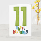 幸せな11誕生日カラフルグリーティングカード カード (黄色い花)