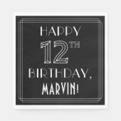 幸せな12番目の誕生日;アールデコスタイル;名前をカスタムする スタンダードランチョンナプキン (正面)