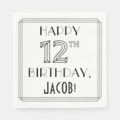 幸せな12番目の誕生日;アールデコスタイル;名前をカスタムする スタンダードランチョンナプキン (正面)