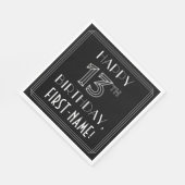 幸せな13番目の誕生日;アールデコスタイル;名前をカスタムする スタンダードランチョンナプキン (角)