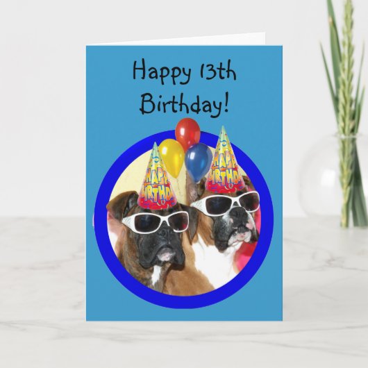 幸せな13誕生日ボクサーあいさつカード カード (正面)