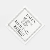 幸せな15番目の誕生日;アールデコスタイル;名前をカスタムする スタンダードランチョンナプキン (角)