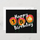 幸せな15誕生日カラフル風船 ポストカード (正面/裏面)