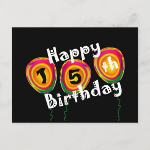 幸せな15誕生日カラフル風船 ポストカード