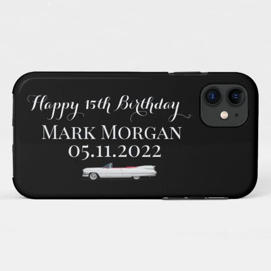 幸せな15th誕生日パーティーの好意ギフトボーイブラック Case-Mate iPhoneケース (裏面(横))