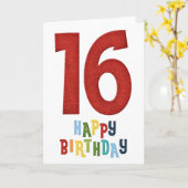 幸せな16番目の誕生日カラフルグリーティングカード カード (黄色い花)