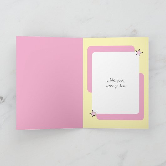 幸せな16th誕生日の名前ピンク黄色 カード (内部)