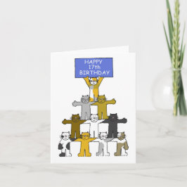 幸せな17誕生日猫 カード