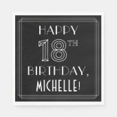 幸せな18番目の誕生日;アールデコスタイル;名前をカスタムする スタンダードランチョンナプキン (正面)