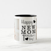 幸せな1st母の日の新しい母の写真 ツートーンマグカップ (中央)