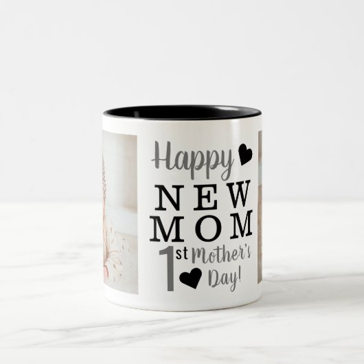 幸せな1st母の日の新しい母の写真 ツートーンマグカップ