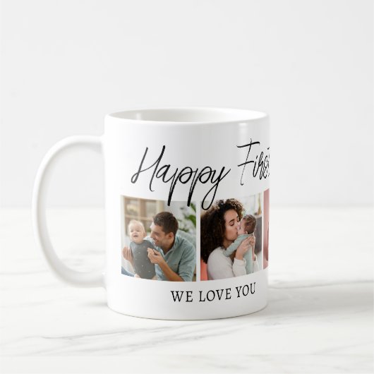 幸せな1st母の日の新しい母5写真コラージュ コーヒーマグカップ (左)