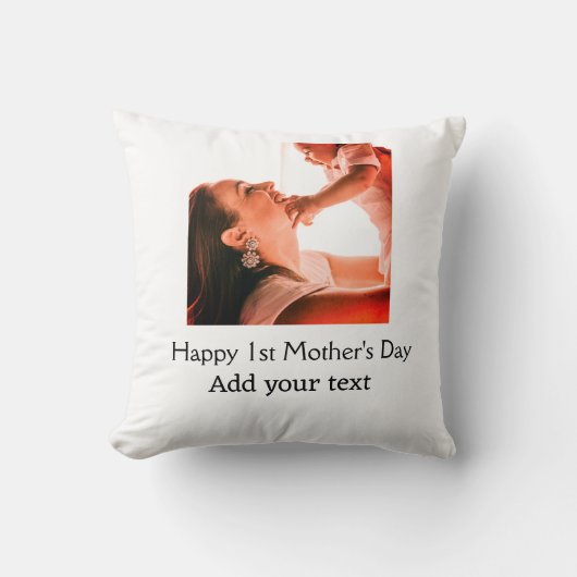 幸せな1st母の日の母最高のは今まで写真名を追加 クッション (正面)