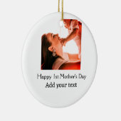 幸せな1st母の日の母最高のは今まで写真名を追加 セラミックオーナメント (右)
