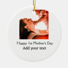 幸せな1st母の日の母最高のは今まで写真名を追加 セラミックオーナメント