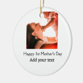 幸せな1st母の日の母最高のは今まで写真名を追加 セラミックオーナメント (左)