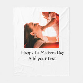 幸せな1st母の日の母最高のは今まで写真名を追加 フリースブランケット