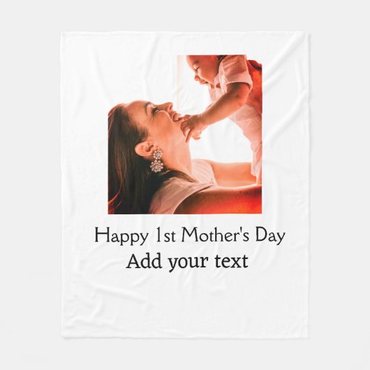 幸せな1st母の日の母最高のは今まで写真名を追加 フリースブランケット (正面)