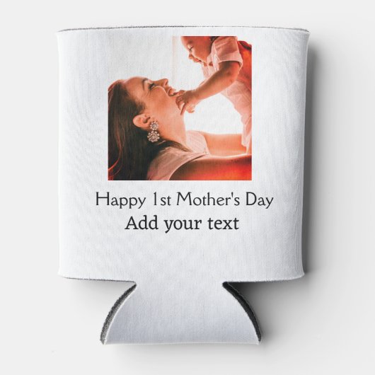 幸せな1st母の日の母最高のは今まで写真名を追加 缶クーラー (正面)