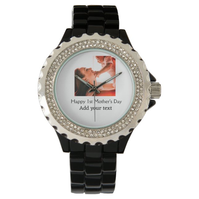 幸せな1st母の日の母最高のは今まで写真名を追加 腕時計 (正面)