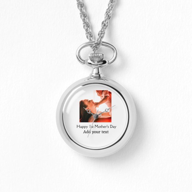 幸せな1st母の日の母最高のは今まで写真名を追加 腕時計 (正面)