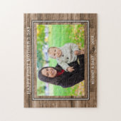 幸せな1st母の日ママとベビーフォトウッド ジグソーパズル (縦)