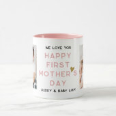 幸せな1st母の日2フォトコラージュ新しい母 マグカップ (中央)