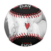 幸せな1st父の日、はっきりしたタイポグラフィ、レッドブラック 野球ボール (正面)