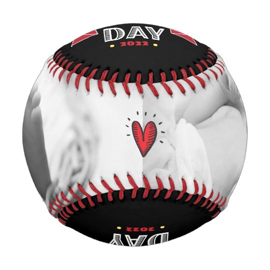 幸せな1st父の日、はっきりしたタイポグラフィ、レッドブラック 野球ボール (正面)