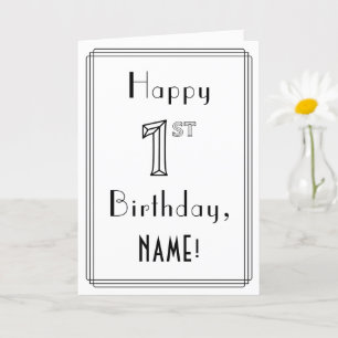 幸せな1st誕生日、アールデコスタイルと名前をカスタムする カード