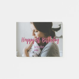 幸せな1th誕生日キッズベビーマザー赤オレンジ色sty ポストイット