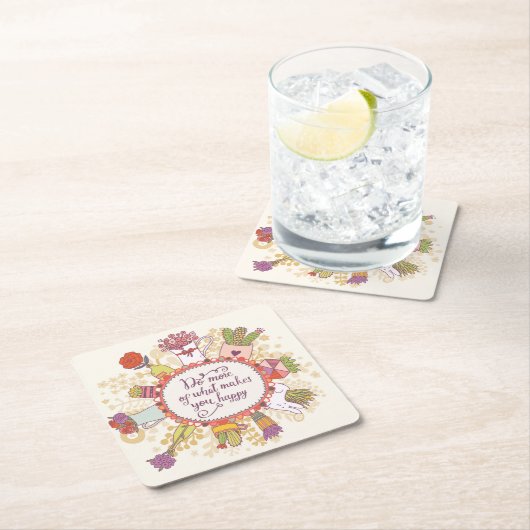 幸せな2つを作るものがの多くをして下さい スクエアペーパーコースター (インサイチュ)