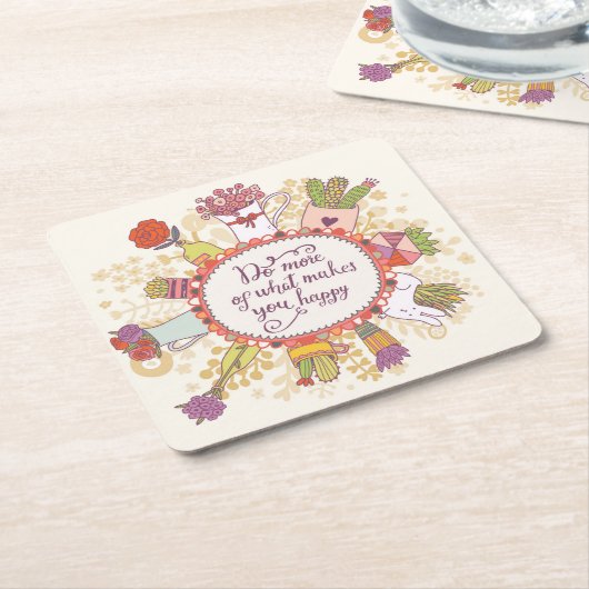 幸せな2つを作るものがの多くをして下さい スクエアペーパーコースター (アングル)