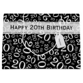 幸せな20番目の乱数パターン黒/白 ラージペーパーバッグ (正面)