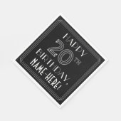 幸せな20番目の誕生日;アールデコスタイル;名前をカスタムする スタンダードランチョンナプキン (角)
