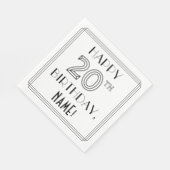 幸せな20番目の誕生日;アールデコスタイル;名前をカスタムする スタンダードランチョンナプキン (角)