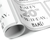 幸せな20番目の誕生日;アールデコスタイル;名前をカスタムする ラッピングペーパー (ロールコーナー)
